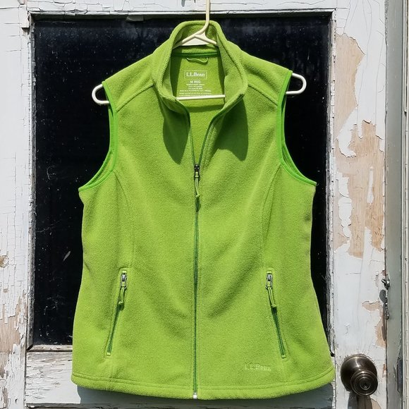L.L. Bean Lime Green Polartec Recycled Full-Zip Fleece Vest - Picture 6 of 16